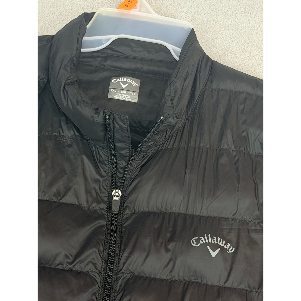 Callaway Mens XXL Black Puffer Jacket Full Zip Quilted Lightweight Golf Coat‎